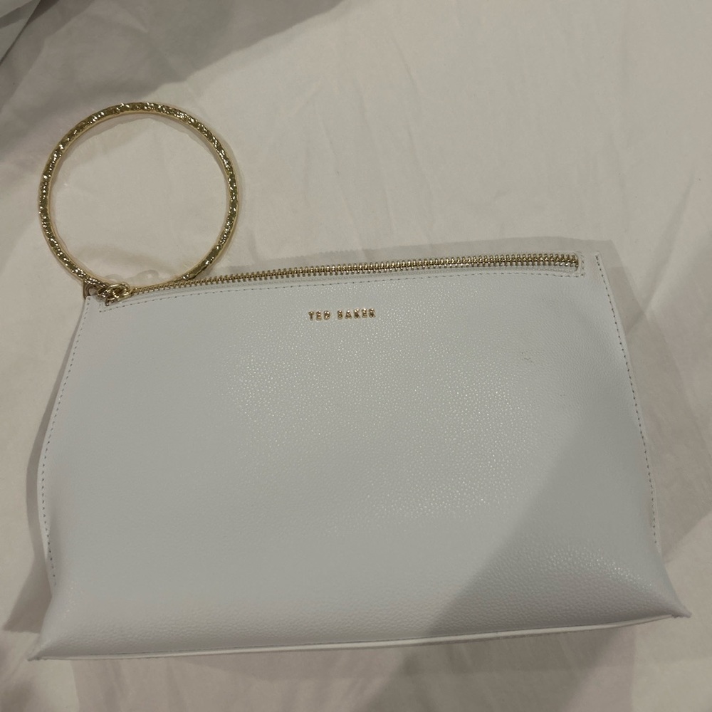 Ted Baker Ivory Clutch with Gold Ring Handle